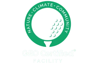 Geo Certified® facility logo displayed at a sustainable golf course in Surrey, highlighting the club’s environmental commitment and eco-friendly golf operations in Surrey