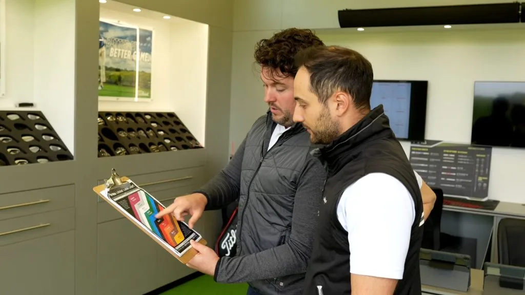 man getting advice during a custom fitting session in woking