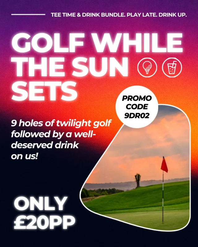 More daylight, more golf 🌅

For just £20, enjoy 9 holes, then head to the clubhouse for a drink of your choice.

Available after 6pm, it's the perfect way to spend a summer evening.

Use code ‘9DR02’ when booking your tee time today using the link in our bio!

#HoebridgeGolfCentre #EveningGolf #SummerGolf #GolfLife