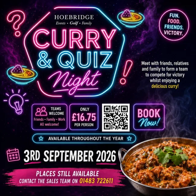 🎉 WE’RE BACK! 🎉

After a couple of months away, Curry & Quiz Night is back — and we’re ready to put your brains (and your curry tolerance) to the test! 🧠🍛

👥 Get your team together
🍛 Enjoy a delicious curry
🏆 Battle it out for quiz glory

📅 Thursday 3rd September
💷 £16.75 per person

📲 Book online or contact our sales team on 01483 722611 to secure your place!

Tag your quiz team below 👇 and let’s get quizzing! 🍛🧠