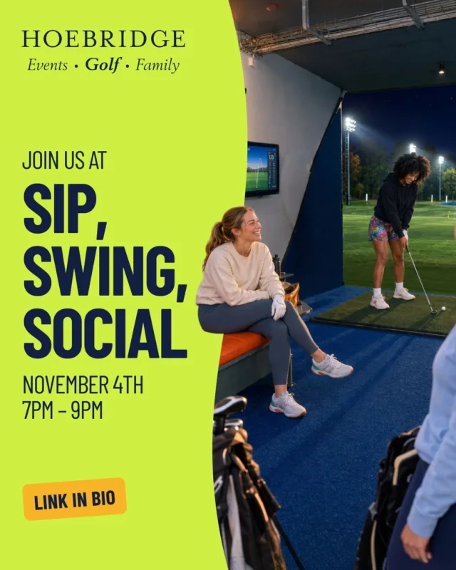 Want to try golf? Of course you can ⛳

Join us for Sip, Swing, Social at Hoebridge, a women's only event where you can enjoy a relaxed evening of golf, good food and even better company.

Enjoy prosecco, charcuterie boards, fun TrackMan games and tips from our professional coaches. No experience or equipment needed, come on your own or bring some friends.

📅 Wednesday 4 November | 7–9pm
🎟️ £25 per person

Have a go and see where it takes you.

Click the link in our bio to book your space.

#SipSwingSocial #WomensGolf #GolfForEveryone #HoebridgeGolfCentre #WomenInGolf